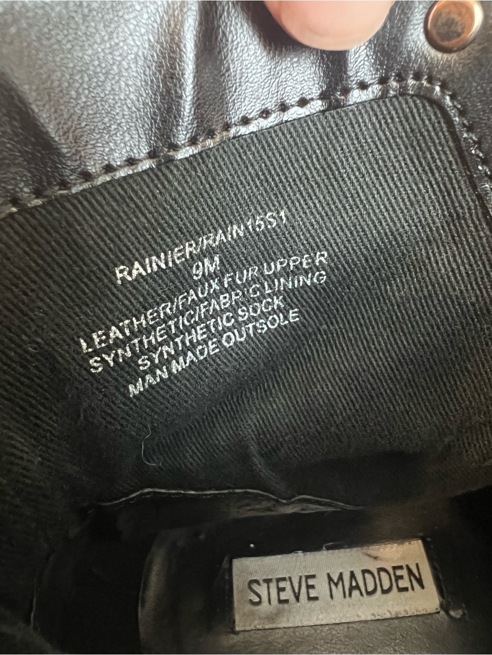 Steve Madden Rainier Black Leather Combat Boots Sherpa Lug Sole Size 9 - Picture 9 of 12
